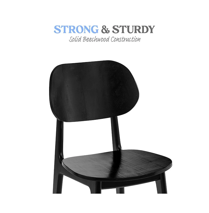 Emma+Oliver Gentry Set Of 2 Solid Wood Dining Chairs With Curved Oval Backrests