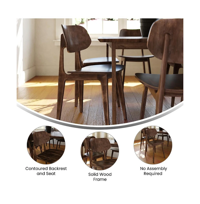Emma+Oliver Gentry Set Of 2 Solid Wood Dining Chairs With Curved Oval Backrests
