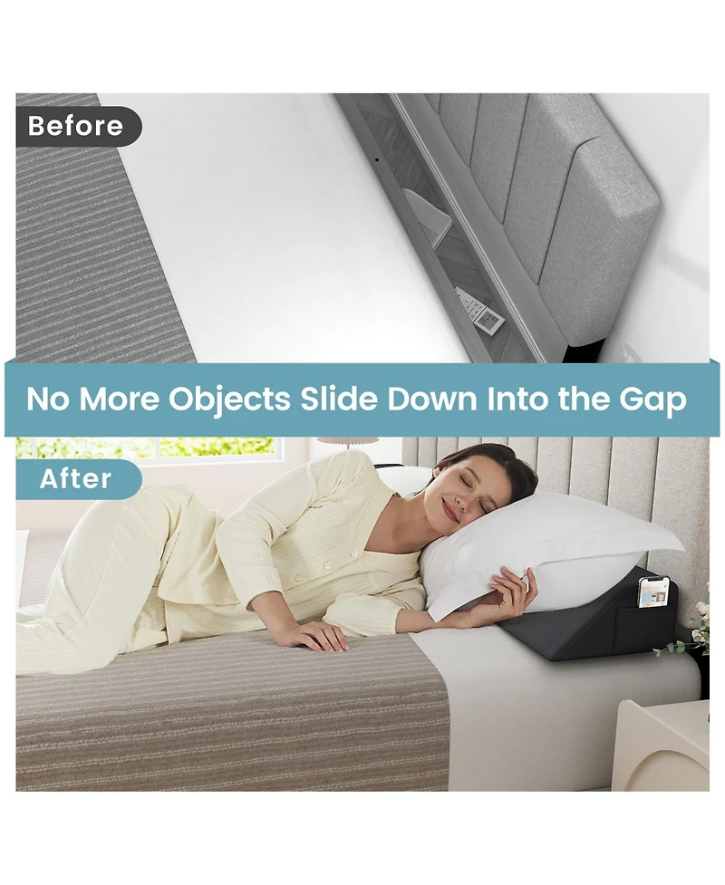 Gouun Bed Wedge Pillow with Storage Bag-King Size