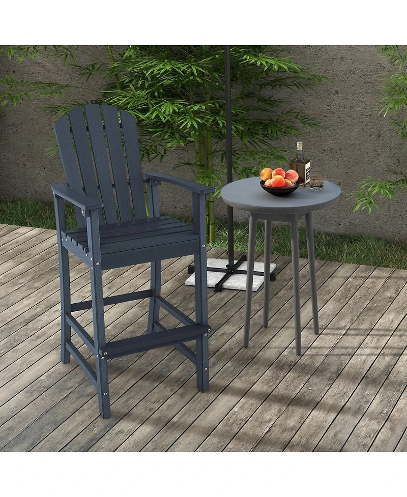 Gouun 30 Inches Counter Height Outdoor Hdpe Bar Stool with Armrests and Footrest