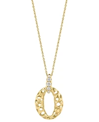 Effy Diamond Openwork Oval Pendant 18" Necklace (1/5 ct. t.w.) in 14k Gold
