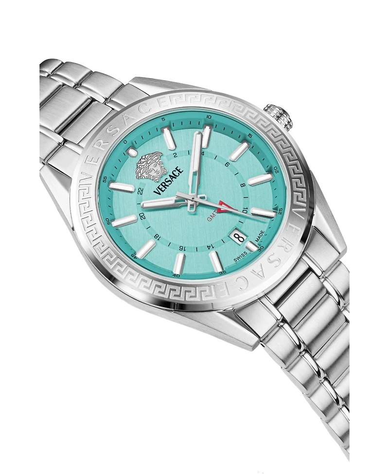 Versace Men's V-Code Silver Stainless Steel Bracelet Watch