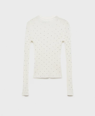 Mango Women's Rhinestone Detail Ribbed Sweater