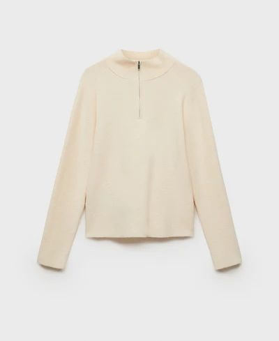 Mango Women's Zipper Detail Perkins-Neck Sweater