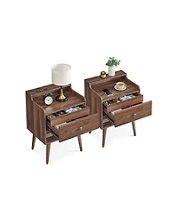 Set of 2 Nightstands with Hidden Drawers for Bedroom Storage and Bedside Use