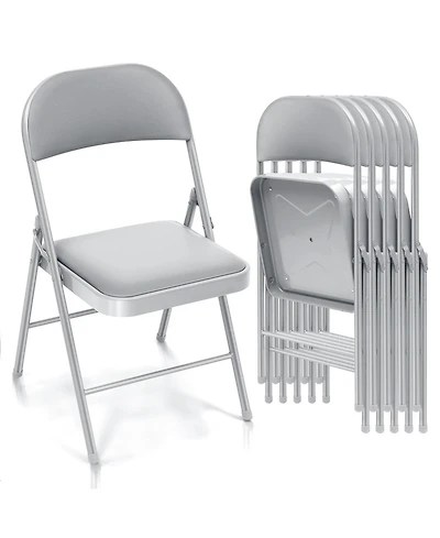 6-Pack Folding Chair Set with Vinyl Padded Seat for Outdoor & Indoor