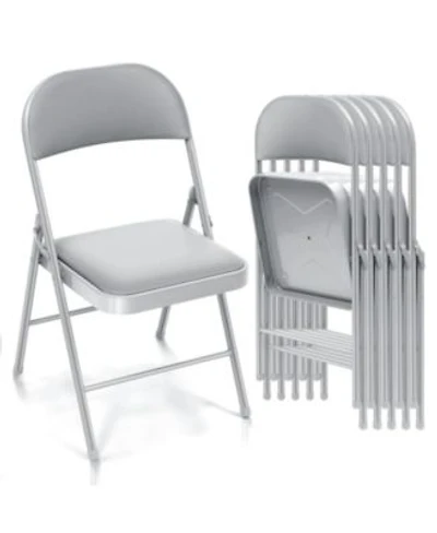 6 Pack Folding Chair Set With Vinyl Padded Seat For Outdoor Indoor