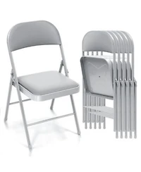 6 Pack Folding Chair Set With Vinyl Padded Seat For Outdoor Indoor