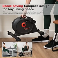 Sunny Health & Fitness Under Desk Smart Mini Pedal Exerciser, Exercise Cycle Bike and Mat/Workout Bands w Free SunnyFit App Connectivity