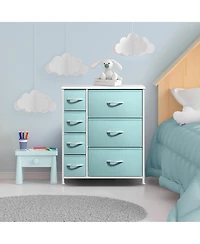 Sorbus Dresser with 7 Drawers - Storage Chest Organizer Steel Frame, Wood Top, Handles, Fabric Bins