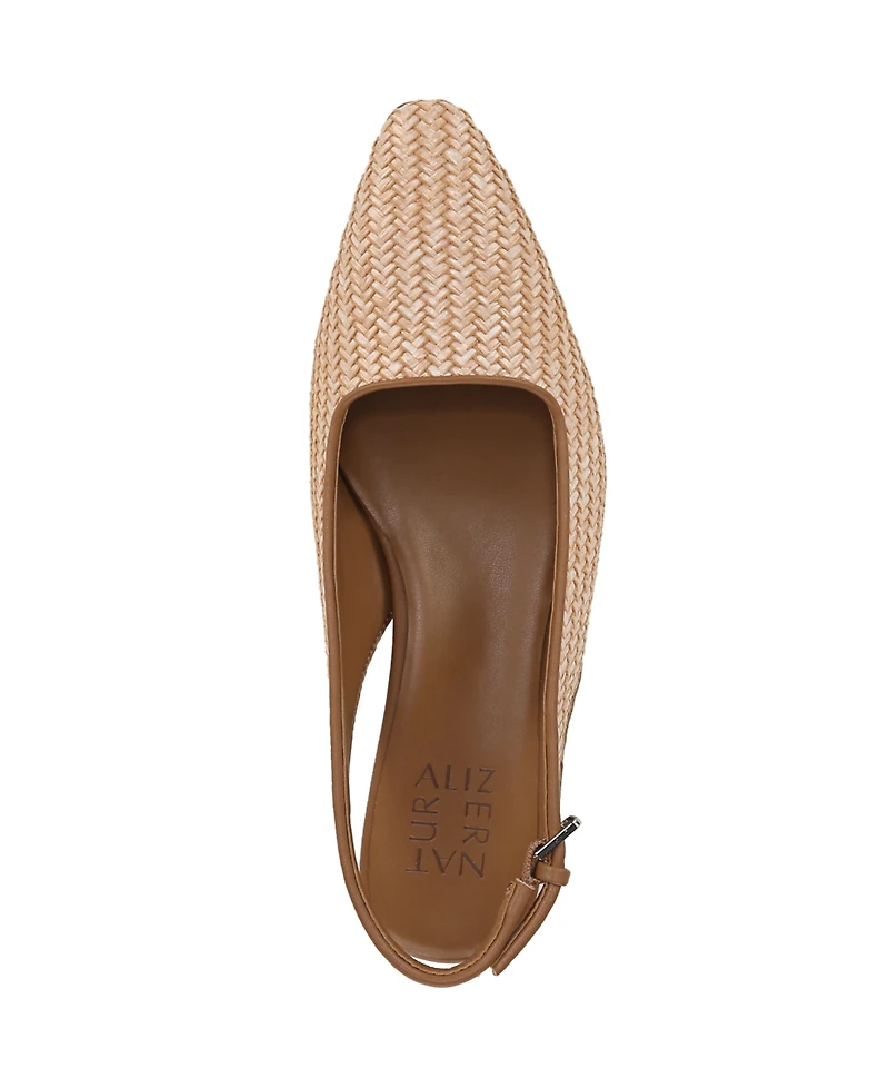 Naturalizer Women's Ginger 2 Snip Toe Asymmetrical Low Block Heel Slingbacks