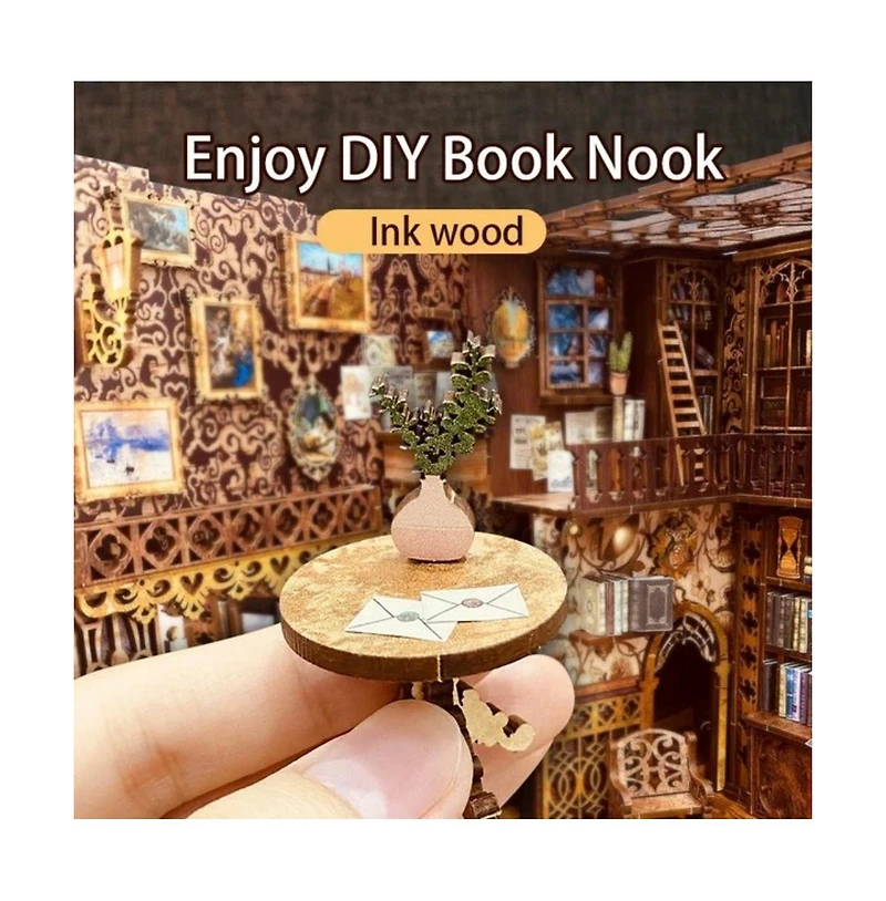 Cutebee Diy Book Nook Kit - Diy Miniature House Dollhouse Kit Booknook Bookshelf Decor Alley Model with Led Light, Gifts (Eternal Bookstore