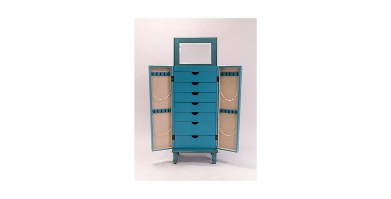 Slickblue Vintage Hand Painted Jewelry Armoire with Antique Drawer Pulls