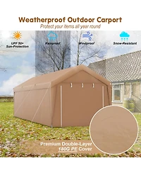 Gouun 10 x 20 Feet Portable Garage Tent Carport with Galvanized Steel Frame-with Sidewall