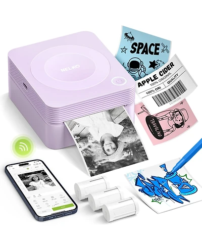 Sticker Printer, PM230 Mini Thermal Printer Bluetooth Portabel Maker with 3 Rolls of Paper, Print Pods Multiple Templates fo