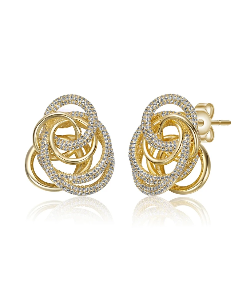 14k Gold Plated Multiple Eternity Circle Love Knot Stud Earrings