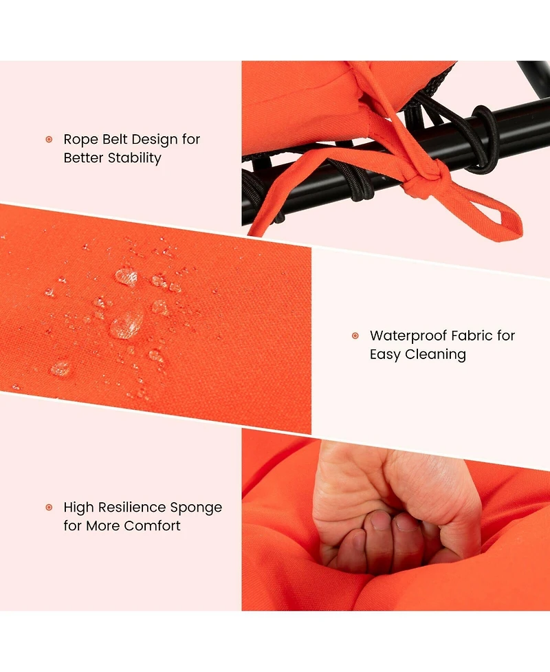 Gouun Outdoor Lounge Chaise Cushion with String Ties for Garden Poolside