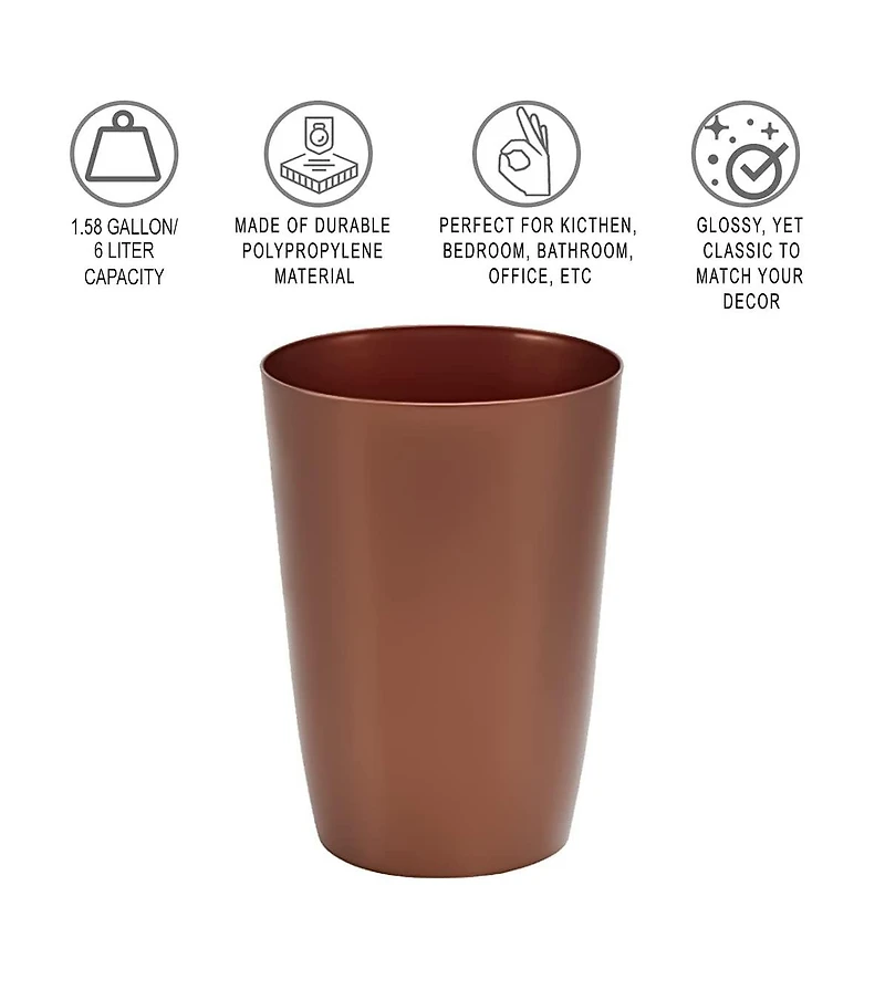 Small Trash Can with Open Top for Compact and Tight Spaces – 1.58 Gallon Capacity