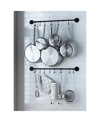 Heavy Duty Wall Pot Rack – Metal Kitchen Organizer with 20 Hooks for Pans, Lids & Utensils