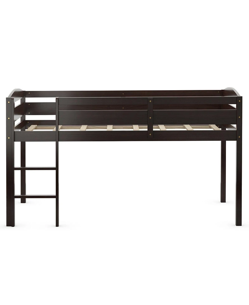 Gouun Wooden Twin Low Loft Bunk Bed with Guard Rail and Ladder
