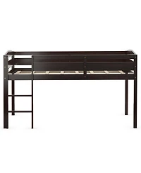 Gouun Wooden Twin Low Loft Bunk Bed with Guard Rail and Ladder