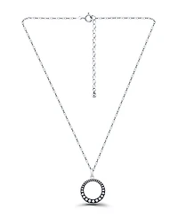 Macy's Oxidized Beaded Open Circle Pendant Necklace