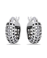Macy's Oxidized X-Cut Out Pattern Click Top Hoop Earrings