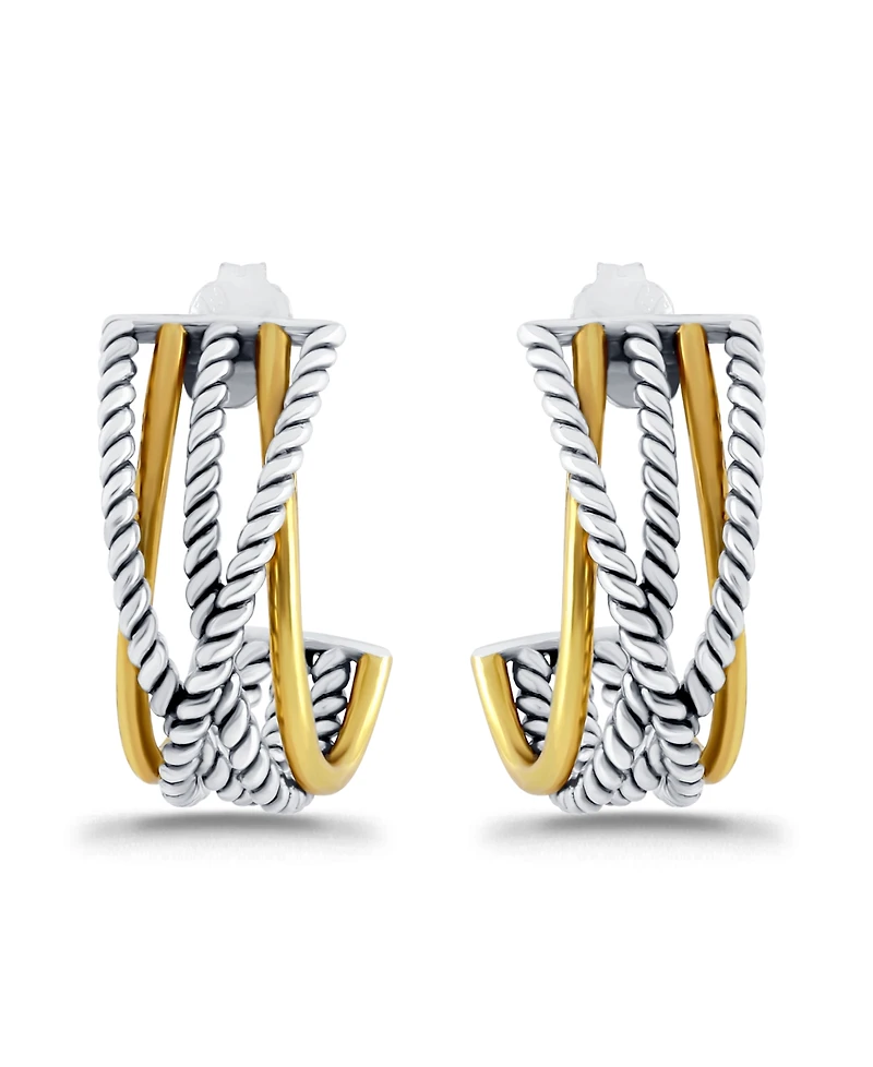 Macy's Oxidized Twist Polish J-Hoop Post Earrings
