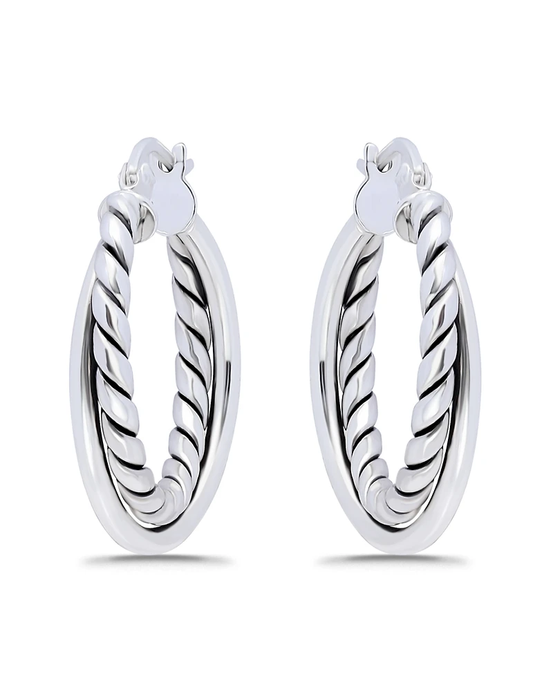 Macy's Oxidized Polish Tubing Click Top Hoop Earrings