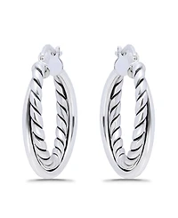 Macy's Oxidized Polish Tubing Click Top Hoop Earrings