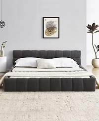 Dyhome Full Bed Frame with Led Lights and 4 Storage Drawers, Upholstered Platform Led Bed Frame Full Size with Charging Station Button Pu Leather Head