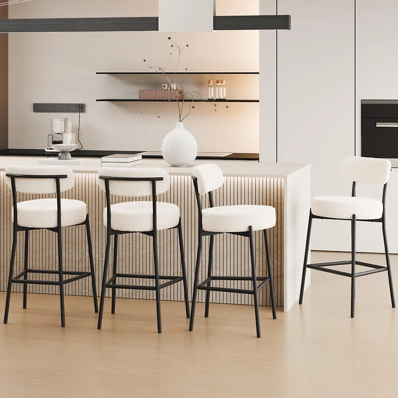 Dyhome Bar Stools Set of 4, 27 Inches Counter Height Kitchen Bar Stools with Back, Modern Metal Tall Bar Stools for Kitchen Island
