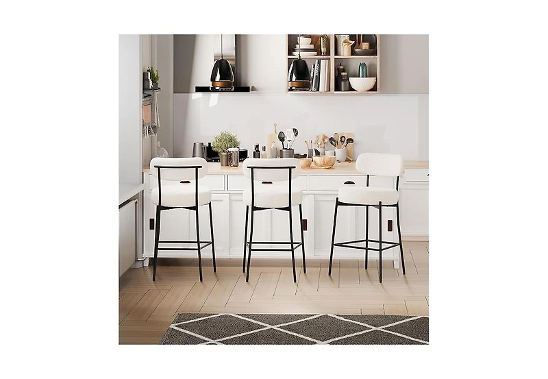 Dyhome Bar Stools Set of 3, 27 Inches Counter Height Kitchen Bar Stools with Back, Modern Metal Tall Bar Stools for Kitchen Island