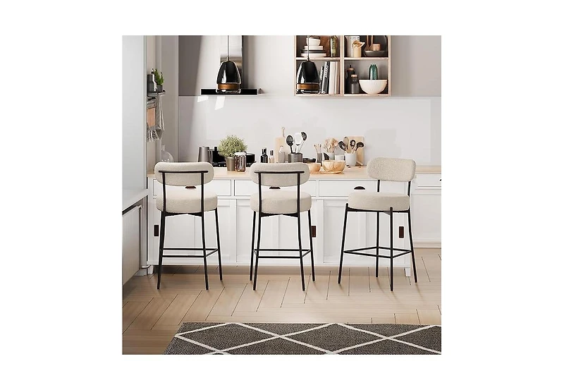Dyhome Bar Stools Set of 3, 27 Inches Counter Height Kitchen Bar Stools with Back, Modern Metal Tall Bar Stools for Kitchen Island