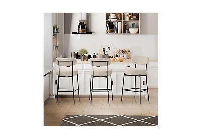 Dyhome Bar Stools Set of 3, 27 Inches Counter Height Kitchen Bar Stools with Back, Modern Metal Tall Bar Stools for Kitchen Island