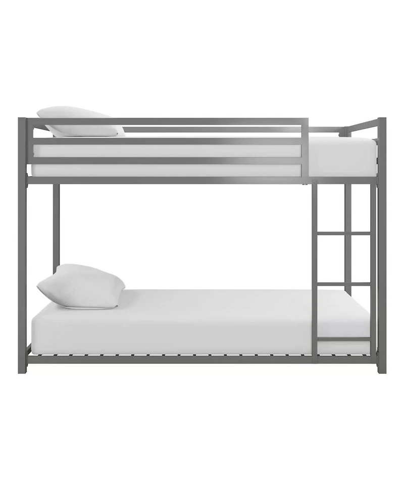 Slickblue Twin over Twin Modern Low Height Metal Bunk Bed for Space-Saving and Easy Access