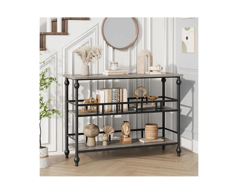gaomon Console Table, 3-Tier Sofa Tables Narrow Entryway Table with Storage, 43" Behind Couch Table Industrial Hallway Table Home Furniture for Living