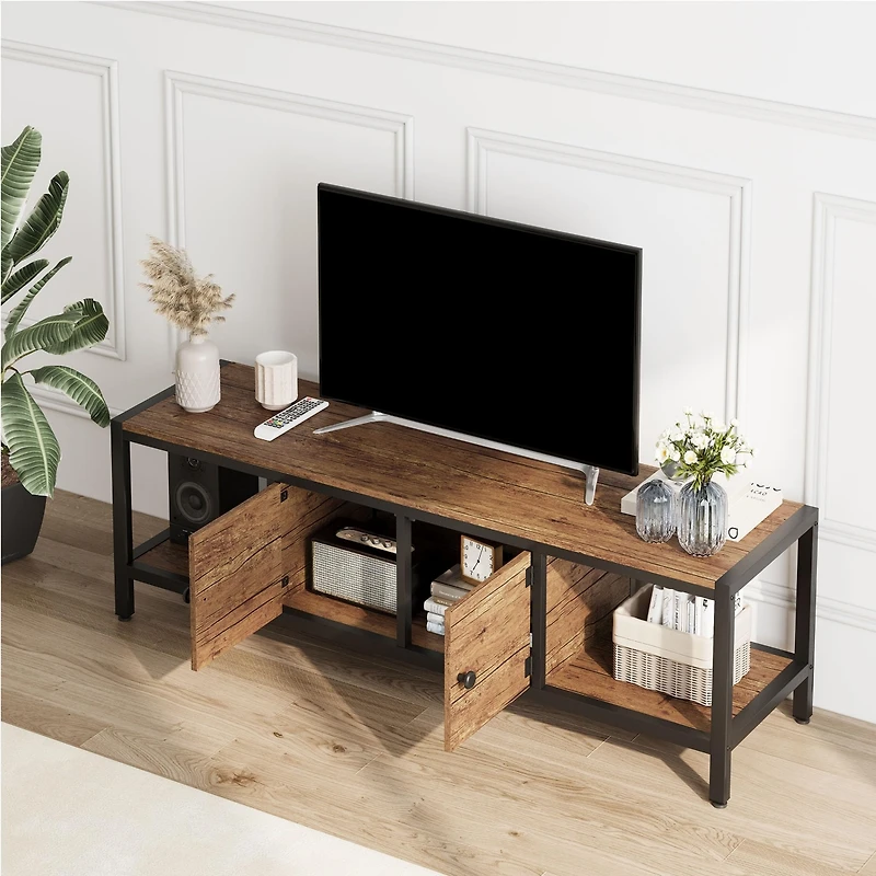 gaomon 58 Inch Tv Stand for Bedroom, Farmhouse Tv Cabinet with Storage, Tv Consoles up to 65 Inch Tv