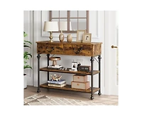 gaomon Console Tables for Entryway, Small Entryway Table with 2 Drawers, Narrow Console Table with Storage Shelves for Living Room, Hallway Table