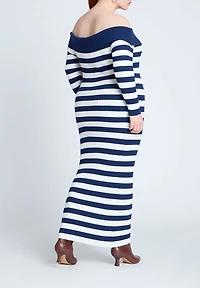 Eloquii Women's Stripe Overlay Dress