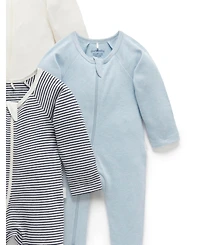 Purebaby Baby Boys Zip Coverall 4 Pack
