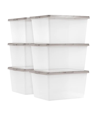 Iris Usa 24.5 Quart Snap Top Plastic Storage Bin, 6 Pack
