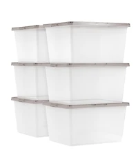 Iris Usa 24.5 Quart Snap Top Plastic Storage Bin, 6 Pack