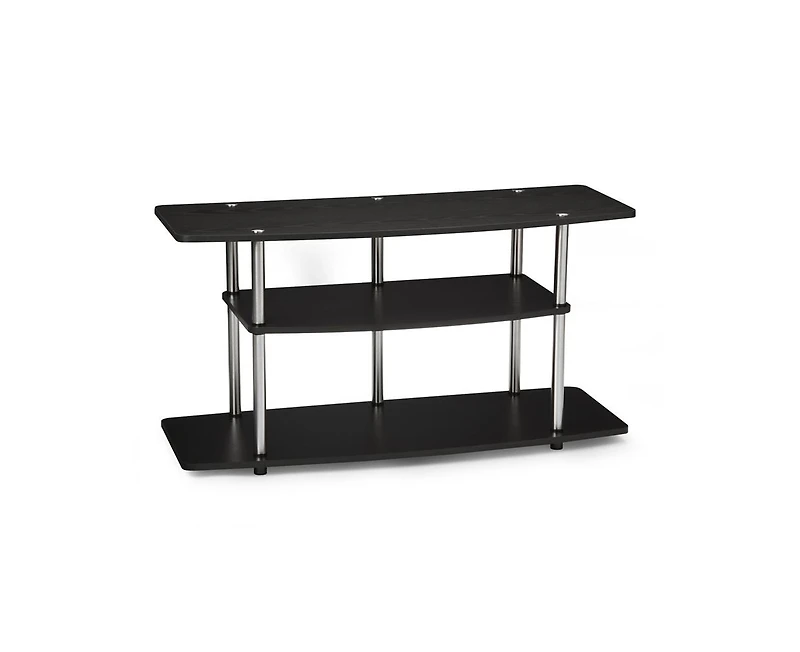 Slickblue 3-Tier Flat Screen Tv Stand with Wood Grain Finish and Stainless Steel Accents