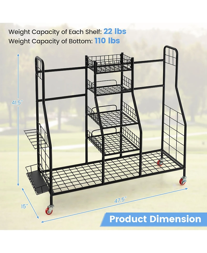 Gymax Extra Large Golf Bag Storage Organizer for Garage Fits 2 Golf Bags & Accessories
