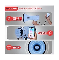 Pyle 50-Watt Portable Megaphone with Siren, MP3 Input, Automatic Siren, Shoulder Strap, Lightweight