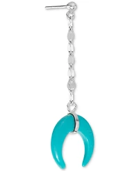 Simulated Turquoise Horn Double Mirror Link Linear Drop Earrings