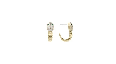 Cubic Zirconia Encrusted Snake with Green Crystal Eyes Earrings