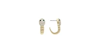 Cubic Zirconia Encrusted Snake with Green Crystal Eyes Earrings