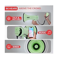 Pyle 50-Watt Portable Megaphone with Siren, MP3 Input, Automatic Siren, Shoulder Strap